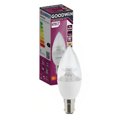 Goodwin  Candle Clear E14 260D 5W/40W 470Lm Dimmable Ra90 3000K Led Lamp from B&Q