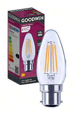 Generic Goodwin  Classic Mini Globe Clear B22D 300D 4.0W/40W 470Lm Dimmable Ra80 2700K Led Lamp from B&Q