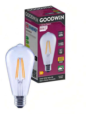 Generic Goodwin  Classic St64 Clear E27 300D 6.5W/60W 806Lm Dimmable Ra80 2700K Led Lamp  (368) from B&Q