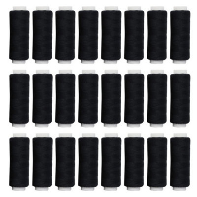 Accessotech 24 Black Sewing Thread Spools Strong Polyester 183M Reels For Machine And Hand Stitching from B&Q