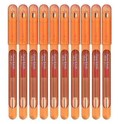 Accessotech 10X Paper Mate Inkjoy 0.7mm Gel Pens Orange Smooth Writing Quick-Dry Pack from B&Q
