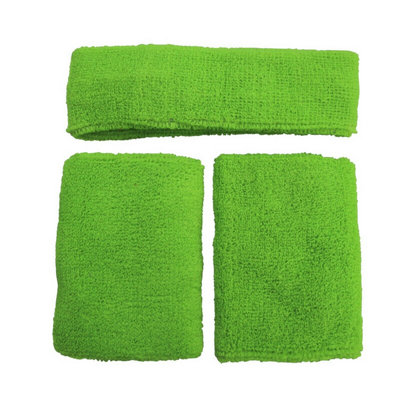 Accessotech Lime Green Sports Sweat Band Wristband And Headband Set High Absorbency For Gym Running And Sports Activities from B&Q
