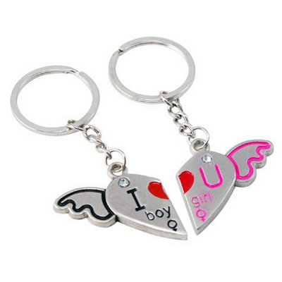 Accessotech Heart Wings Keyring Set For Bags And Keys Couples Flying Heart Metal Keyrings from B&Q