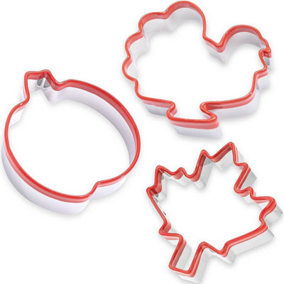 Accessotech Pack Of 3 Thanksgiving Cookie Cutter Set Pumpkin Turkey Maple Leaf For Baking Fondant Cake Decorating from B&Q