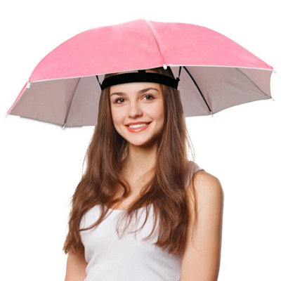 Accessotech Pink Umbrella Hat Hands Free Waterproof Festival Rain And Sun Protection from B&Q