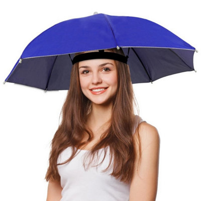 Accessotech Dark Blue Umbrella Hat Hands Free Waterproof Rain And Sun Protection Headwear from B&Q