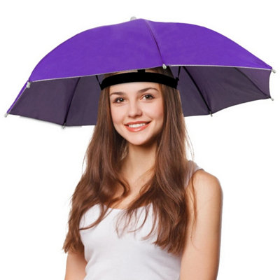 Accessotech Purple Umbrella Hat Hands Free Waterproof Rain Sun Protection Festival from B&Q