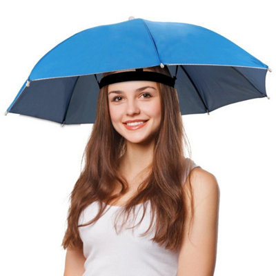 Accessotech Light Blue Umbrella Hat Hands Free Waterproof Outdoor Rain And Sun Protection from B&Q