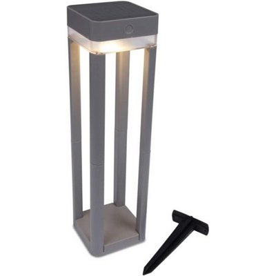 Accessotech Lutec Cube Solar Outdoor Wall And Garden Light Adjustable Bollard 100 Lumen Silver Grey from B&Q