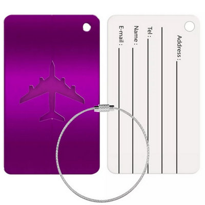 Accessotech Purple Metal Luggage Tag For Travel Case Identification Aluminium Id Label from B&Q