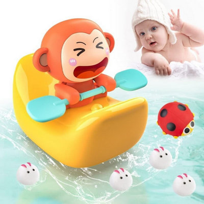 Accessotech Monkey Banana Bath Toy Cute Floating Paddling Boat Bath Time Toy For Kids Battery Powered from B&Q
