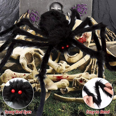 B&Q -  Small Black Flexible Halloween Spider Creepy Decoration Prop Hairy Scary Ornament