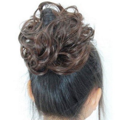 Accessotech Small Brown Hair Bun Piece Scrunchie Synthetic Hair Volumising Hairstyle Accessory from B&Q