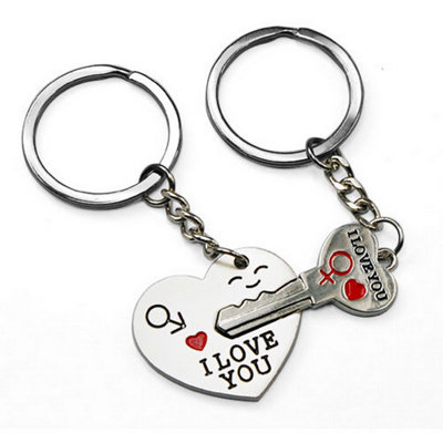 Accessotech I Love You Couple Key Chain Set Romantic Heart Lock And Key Keyrings Gift For Couples from B&Q