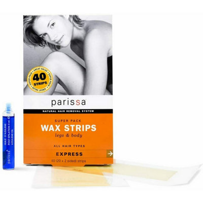 Accessotech Parissa Wax Strips Pack Of 40 Hair Removal Kit With Azulene Aftercare Oil For Legs And Body