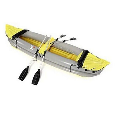 Accessotech Inflatable 2 Person Kayak Wilderness Touring Boat With Oars Pump And Seats For Lakes Rivers And Water Sports