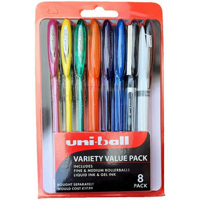 Accessotech Uniball Multi Colour Rollerball Pens Pack Of 8 Smooth Writing Pens For School Office Home And Professional Use from B&Q