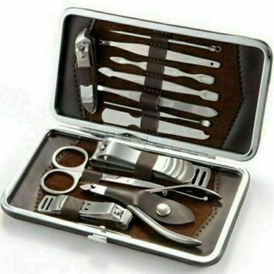 Accessotech 12 Piece Nail Travel Grooming Kit Compact Manicure Pedicure Tool Set For Home Travel And Personal Care