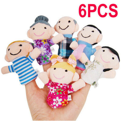 Accessotech 6 Piece Family Finger Puppets Set Soft Plush Toys Storytelling Learning Fun from B&Q