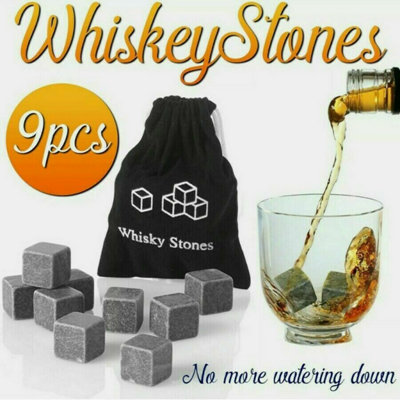 Accessotech 9 Piece Granite Ice Cube Set Reusable Whisky Wine Chilling Stones Bar Accessories from B&Q