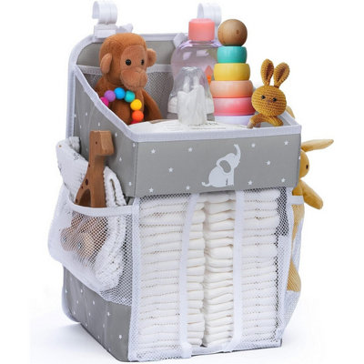 B&Q -  Grey Cradle Star Baby Nappy Organiser Hanging Nursery Storage Caddy