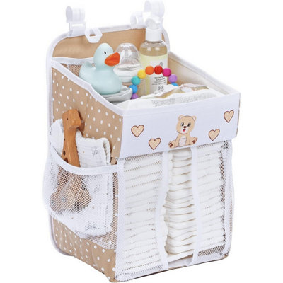 B&Q -  Teddy Bear Cradle Star Baby Nappy Organiser Hanging Nursery Storage Caddy