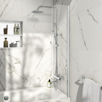 Scudo Corso 300mm Fixed Radius Bath Shower Screen from B&Q
