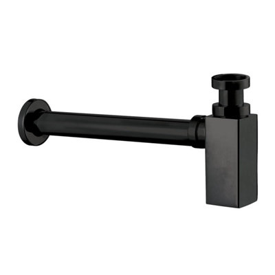 Scudo Square Matt Black Bottle Trap Extendable from B&Q