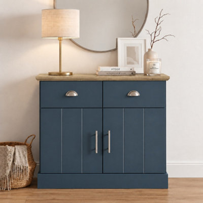 GFW Kendal Slate Blue and Oak 2 Door 2 Drawer Compact Sideboard - Image 11