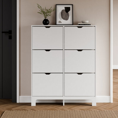 B&Q Gfw Narrow 6 Drawer Shoe Cabinet White
