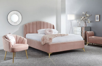 B&Q Pink Gfw Pettine End Lift Ottoman Bed King Blush 150Cm