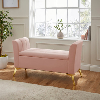 B&Q Pink Gfw Pettine Ottoman Storage Bench Blush