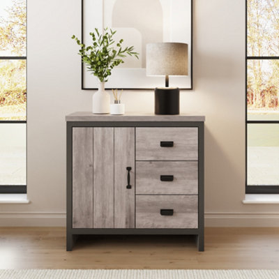 GFW Boston 3 Drawer Sideboard Metal Grey - Image 10
