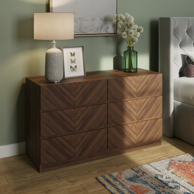B&Q Gfw Catania 3+3 Drawer Chest Royal Walnut Grain
