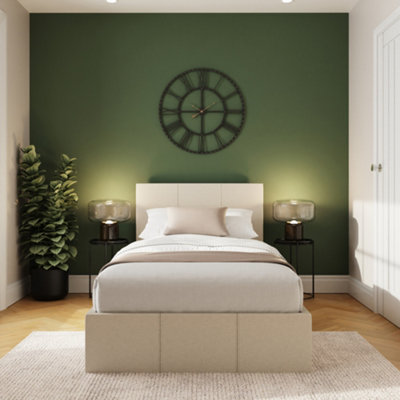GFW Side Lift Single Ottoman Bed, Natural Fabric, Modern Storage Bed Frame - Image 10
