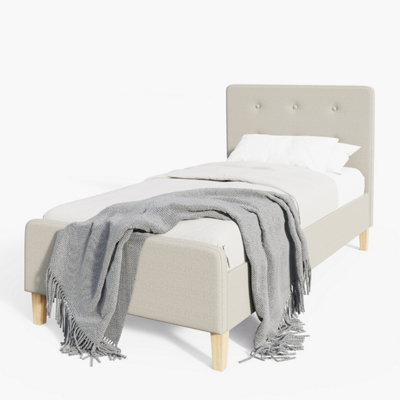 GFW Ashbourne Single Bed Frame - Natural Wood Finish - Engineered Wood - Melamine - Cream - Image 7