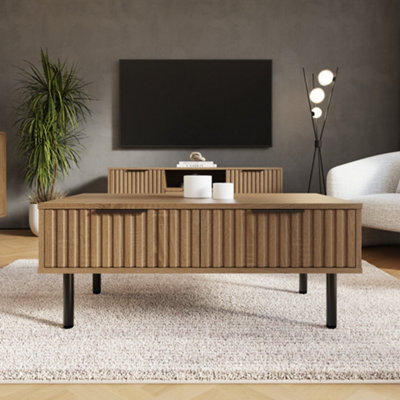 B&Q Black Gfw Nervata Coffee Table Oak/