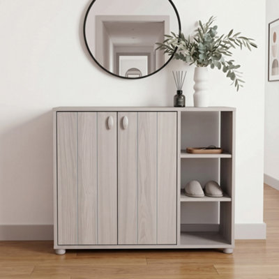 GFW Bideford Grey 2 Door Compact Shoe Cabinet - Image 5