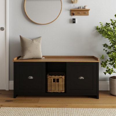 Freemans Black Lancaster 2 Door Shoe Bench - Image 7