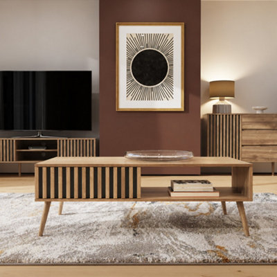 GFW Rowan Oak Louvered Coffee Table - Grey - Image 11