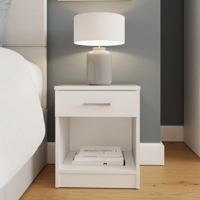 B&Q White Bailey Drawer Bedroom Bedside Table Size 1 B&Q