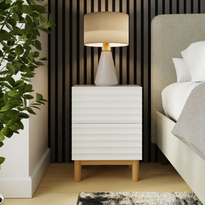 Gfw Karla Ribbed 2 Drawer Bedside Table White from B&Q