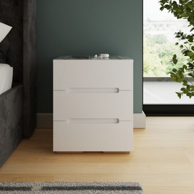 Gfw Riley White 3 Drawer Smart Bedside Table - Image 7
