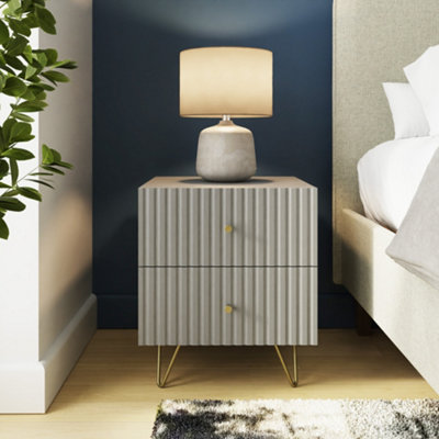 Gfw Thalia Ribbed 2 Drawer Bedside Table Grey from B&Q