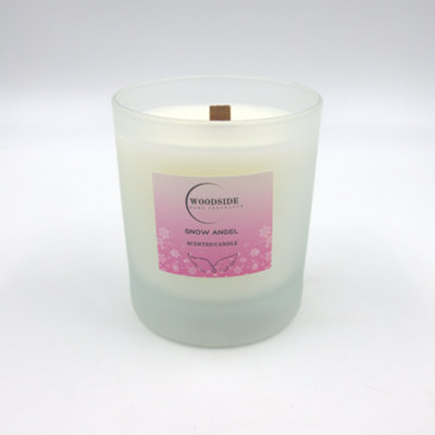 Woodside Home Fragrance Wooden Wick Glass Scented CandleSnow Angel from B&Q