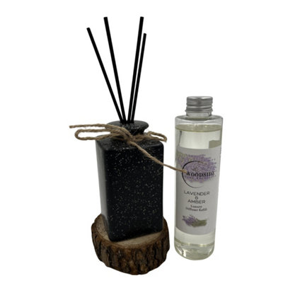 Woodside Pastel Black Ceramic Reed Diffuser Vase With Woodside Luxury RefillLavender & Amber from B&Q