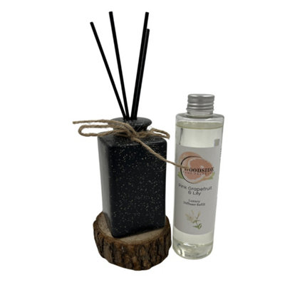 Woodside Pastel Black Ceramic Reed Diffuser Vase With Woodside Luxury RefillPink Grapefruit & Lily from B&Q