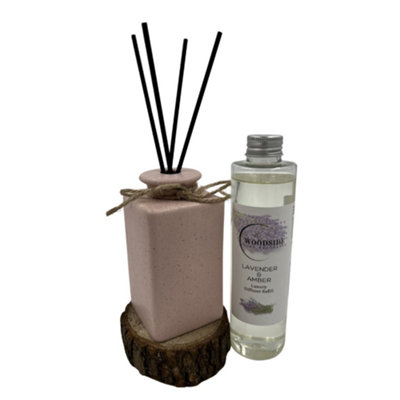Woodside Pastel Ceramic Reed Diffuser Vase With Woodside Luxury Refill Lavender & Amber from B&Q