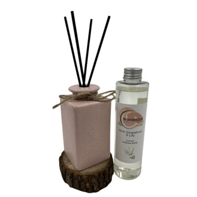 Woodside Pastel Ceramic Reed Diffuser Vase With Woodside Luxury RefillPink Grapefruit & Lily from B&Q