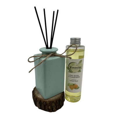 Woodside Pastel Green Ceramic Reed Diffuser Vase With Woodside Luxury RefillLime Basil & Mandarin from B&Q